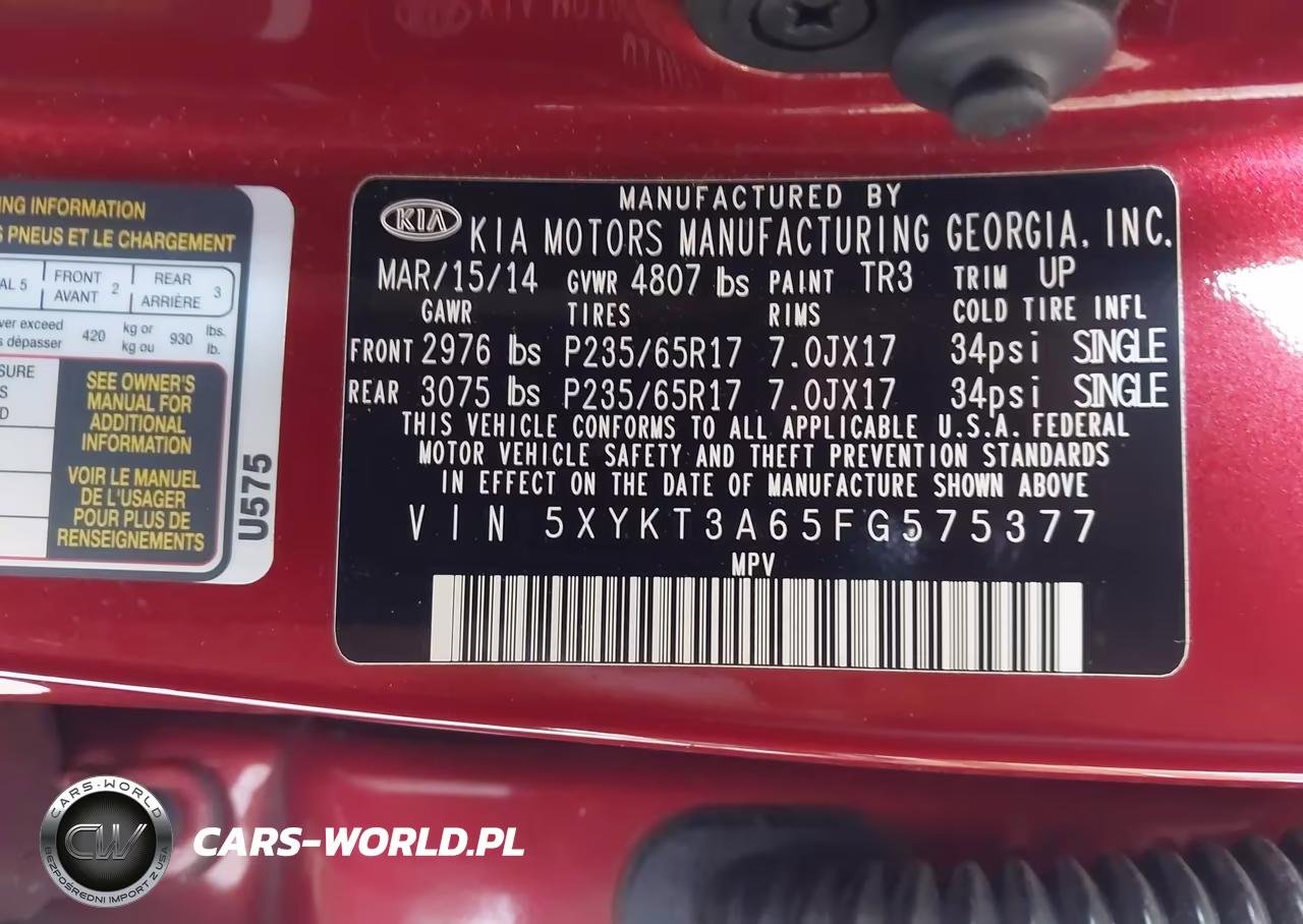 2015 Kia Sorento Lx VIN:5XYKT3A65FG575377 - 9