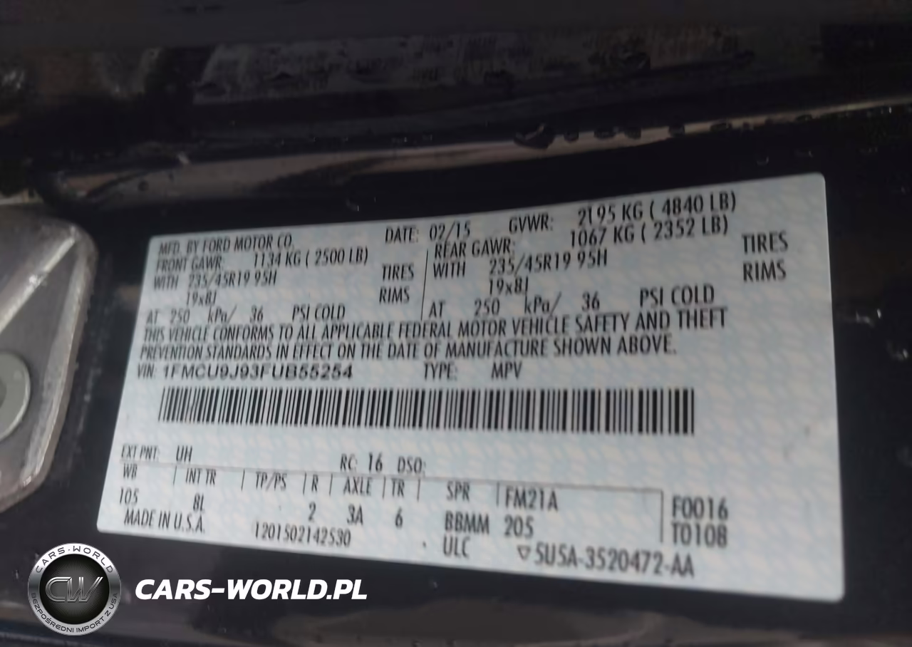 2015 Ford Escape Titanium VIN:1FMCU9J93FUB55254 - 9