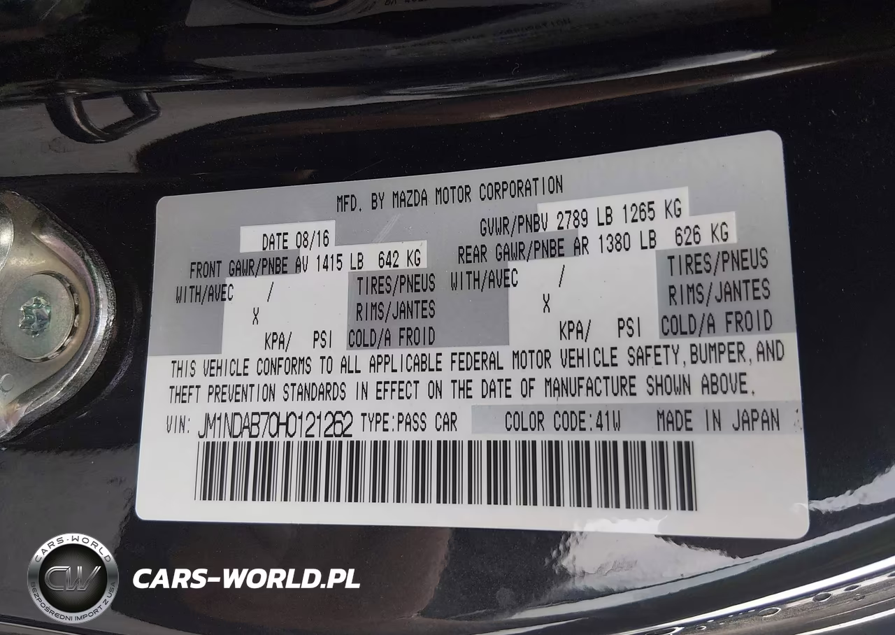 2017 Mazda Mx-5 Miata Sport VIN:JM1NDAB70H0121262 - 9