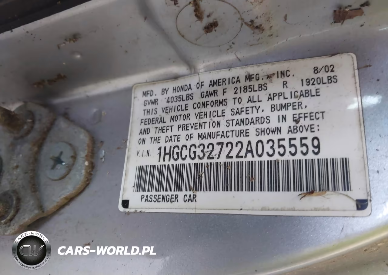 2002 Honda Accord 2.3 Ex VIN:1HGCG32722A035559 - 9