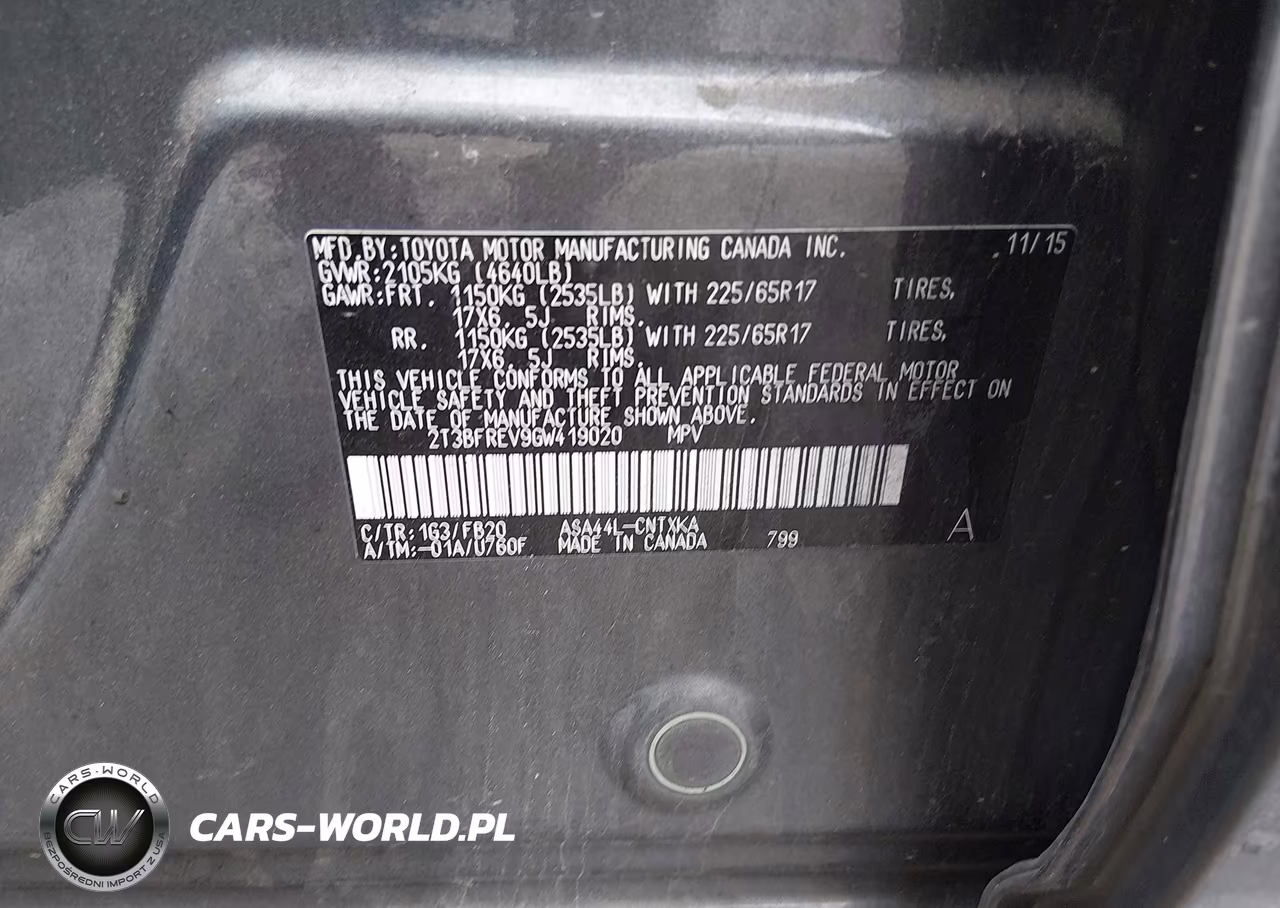 2016 Toyota Rav4 Le VIN:2T3BFREV9GW419020 - 9