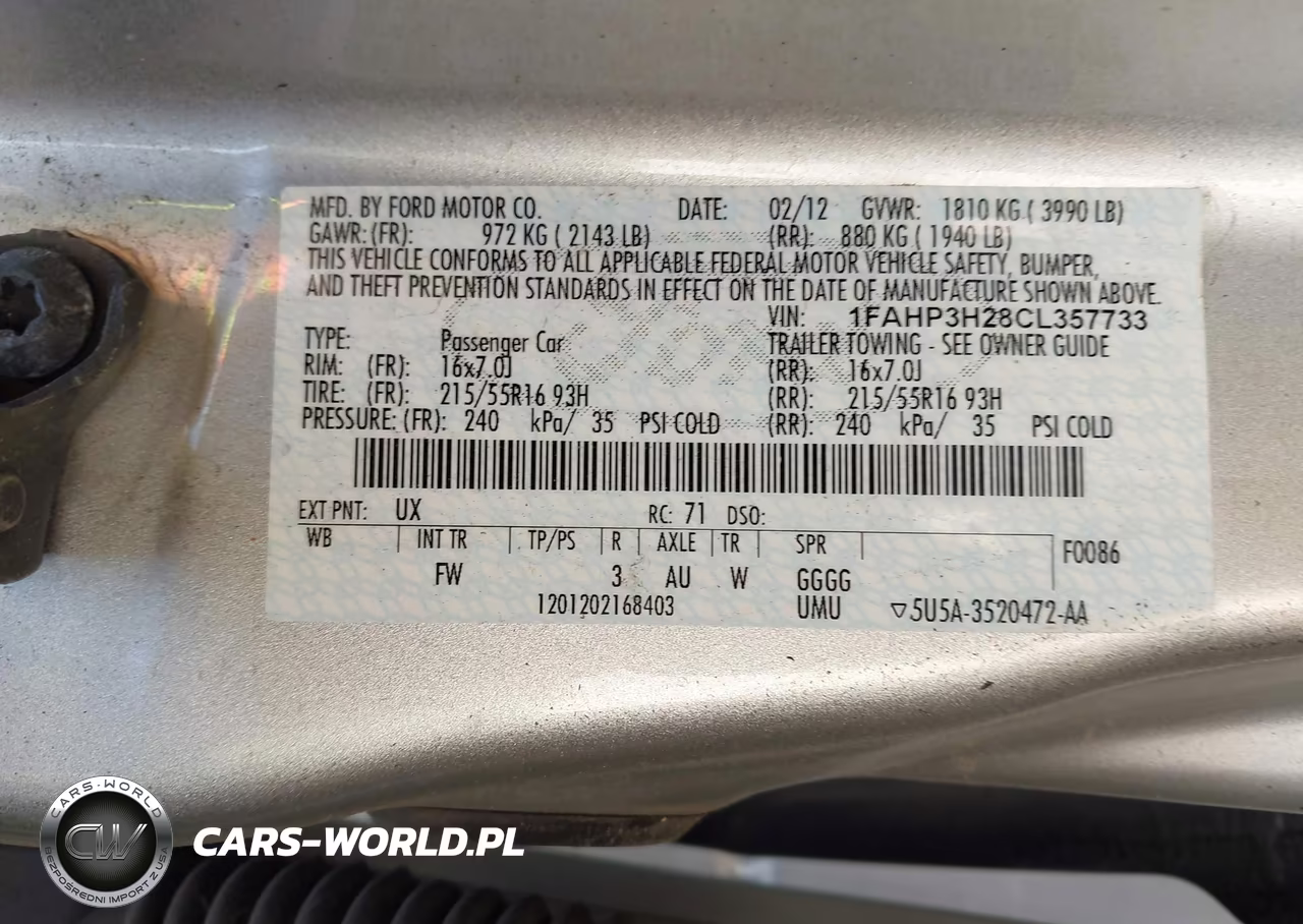 2012 Ford Focus Sel VIN:1FAHP3H28CL357733 - 9