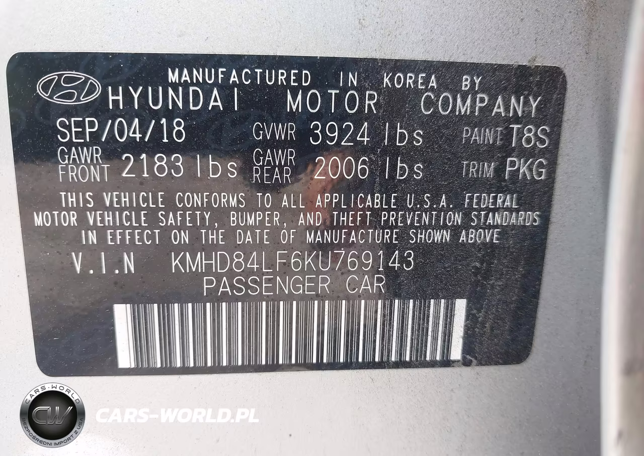 2019 Hyundai Elantra Sel VIN:KMHD84LF6KU769143 - 9