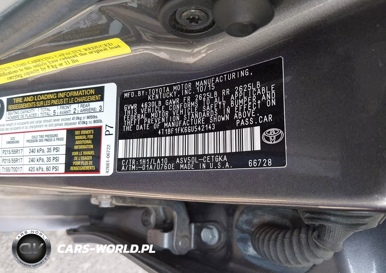 2016 Toyota Camry Xle VIN:4T1BF1FK6GU542143 - 9