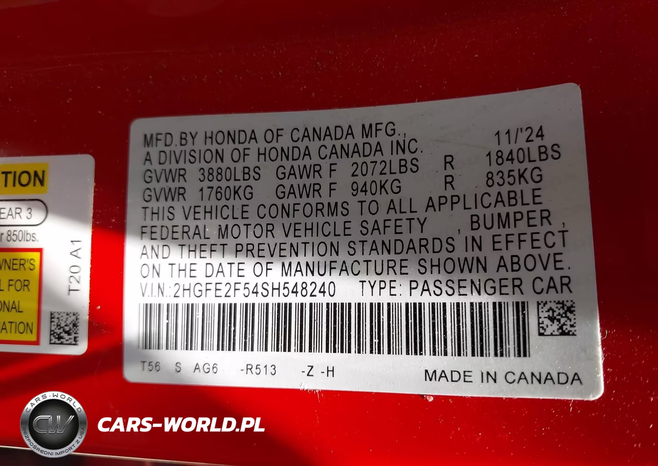 2025 Honda Civic Sport VIN:2HGFE2F54SH548240 - 9