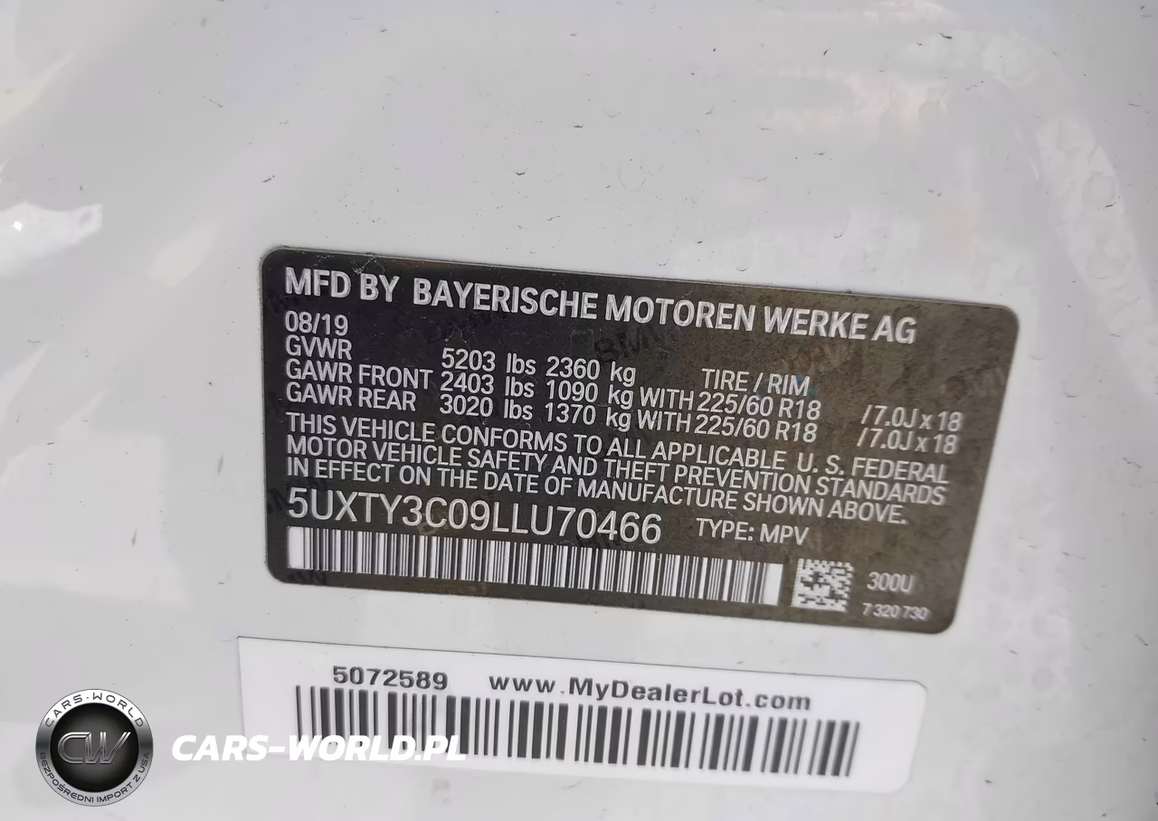 2020 BMW X3 Sdrive30I VIN:5UXTY3C09LLU70466 - 9