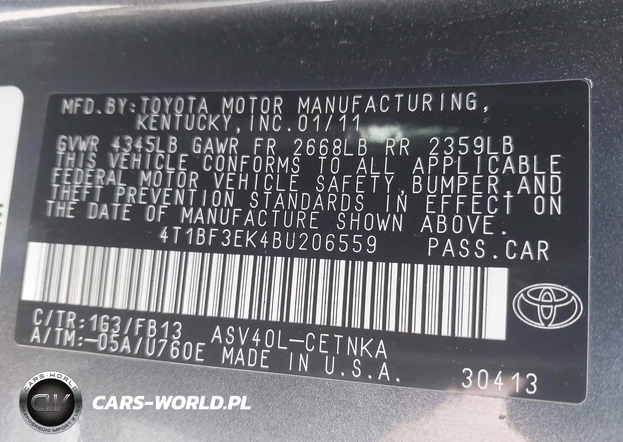 2011 Toyota Camry Le VIN:4T1BF3EK4BU206559 - 9