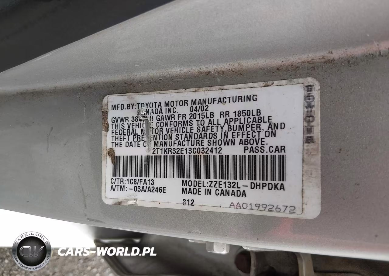 2003 Toyota Matrix Standard VIN:2T1KR32E13C032412 - 9