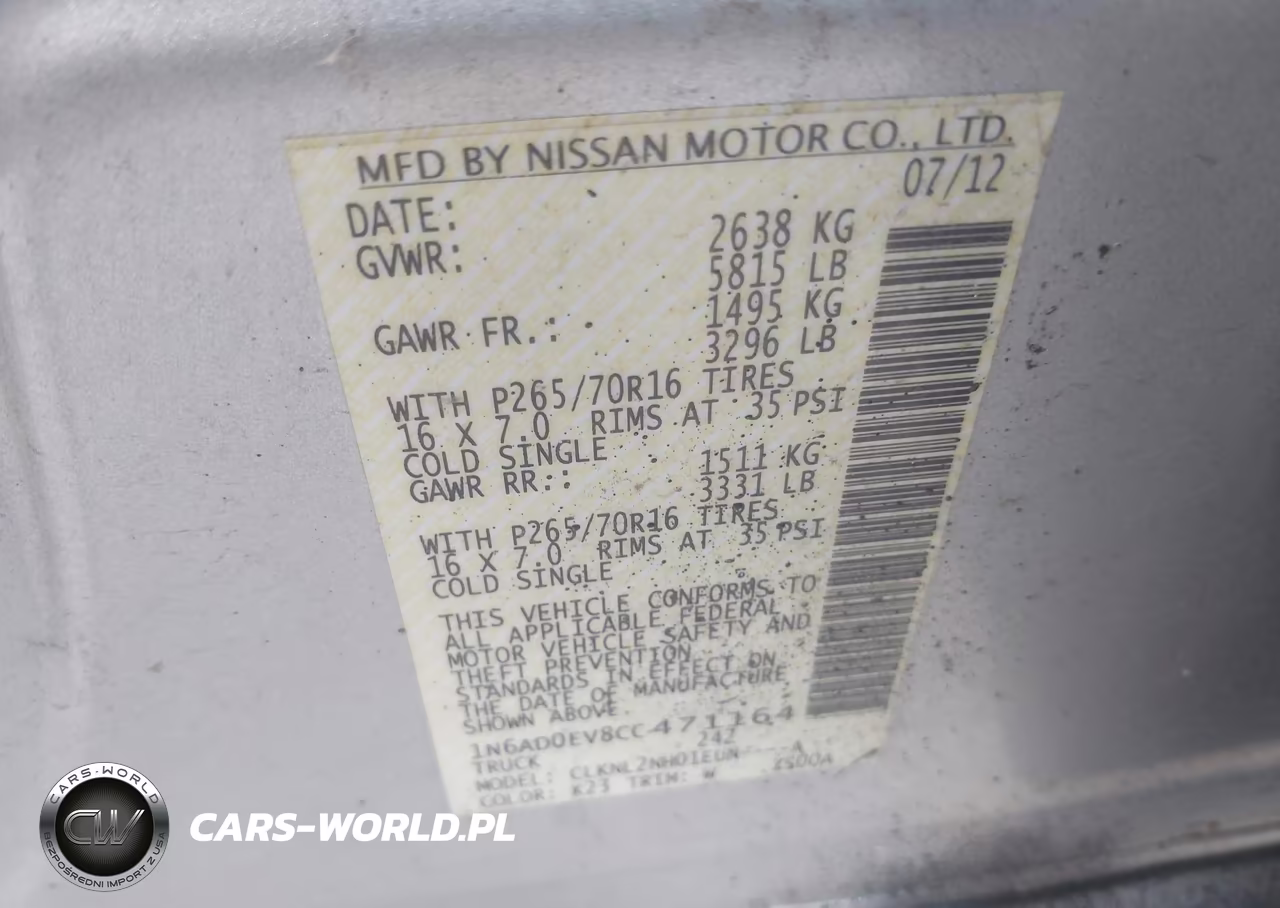 2012 Nissan Frontier Sv VIN:1N6AD0EV8CC471164 - 9