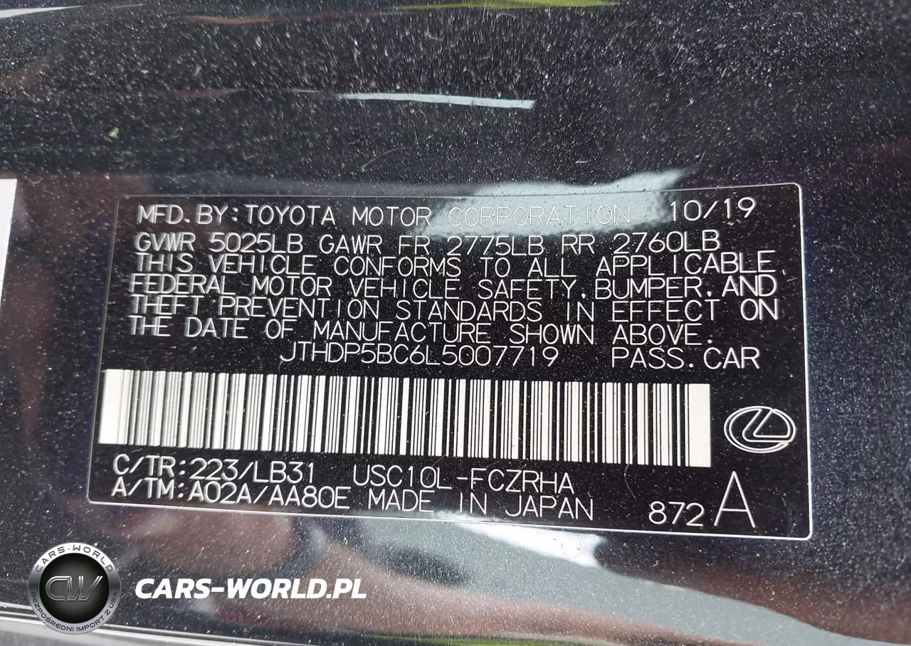 2020 Lexus Rc F VIN:JTHDP5BC6L5007719 - 9