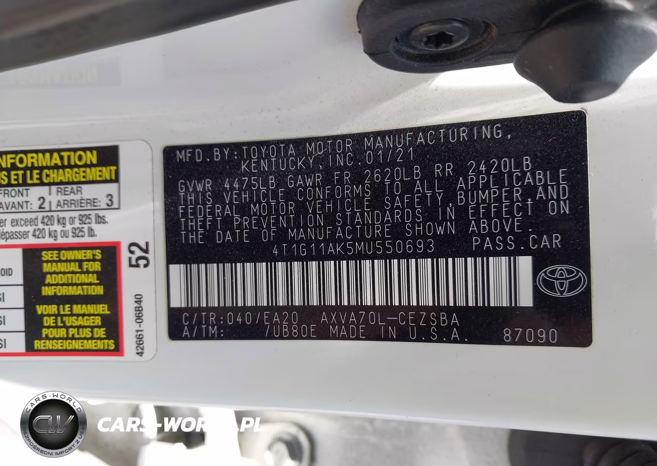 2021 Toyota Camry Se VIN:4T1G11AK5MU550693 - 9