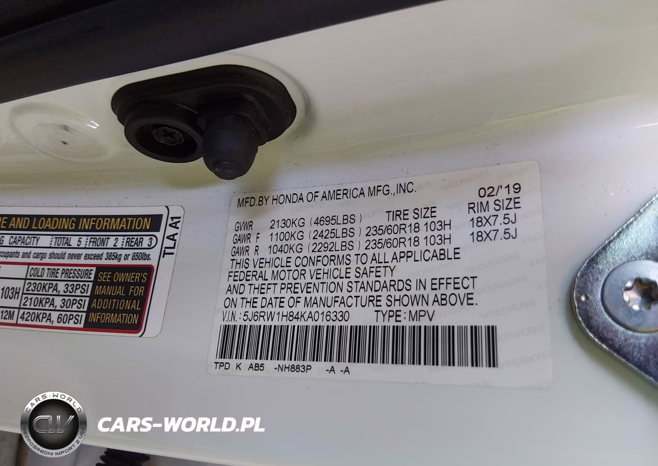 2019 Honda Cr-V Ex-L VIN:5J6RW1H84KA016330 - 9