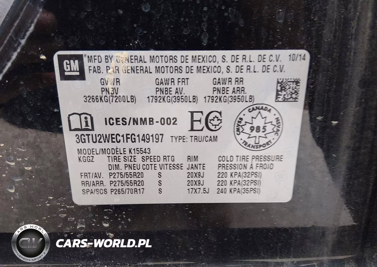 2015 GMC Sierra 1500 Denali VIN:3GTU2WEC1FG149197 - 9