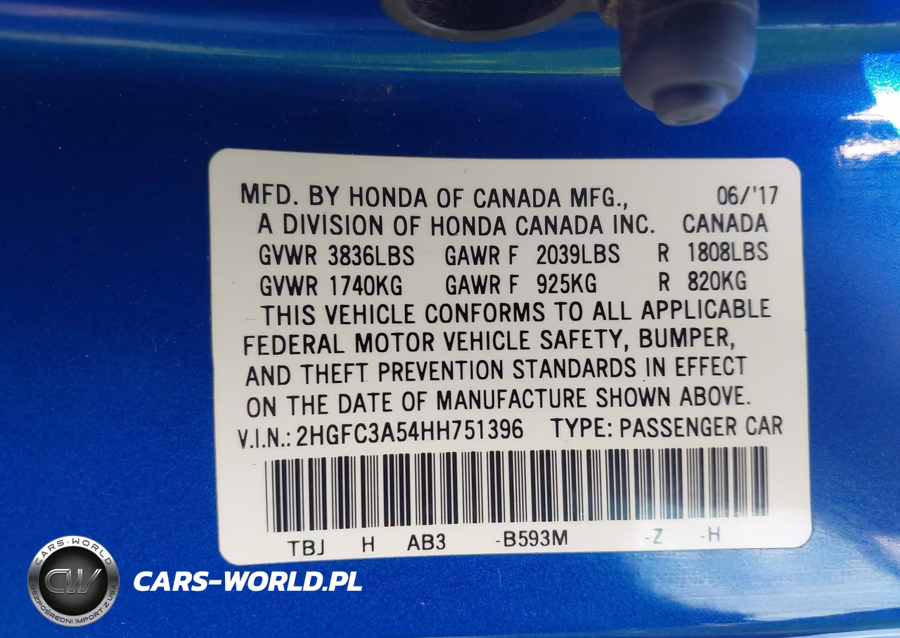 2017 Honda Civic Si VIN:2HGFC3A54HH751396 - 9