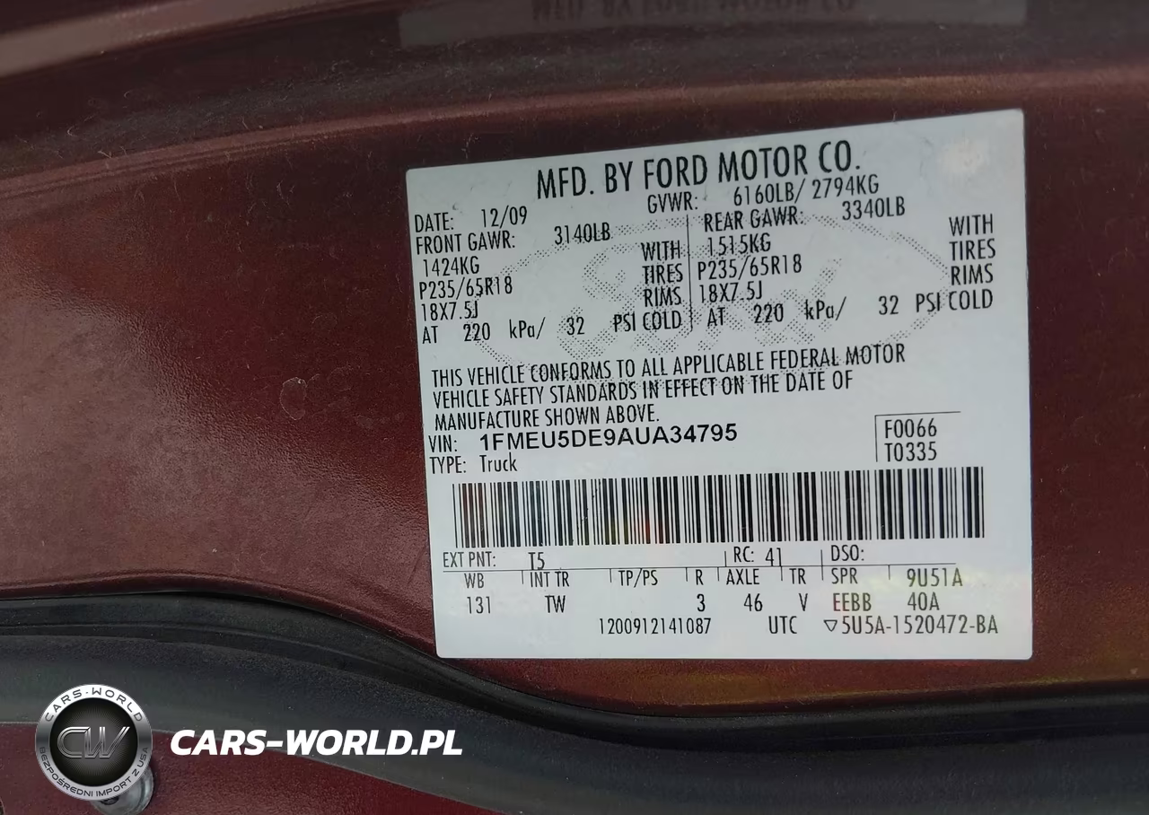 2010 Ford Explorer Sport Trac Limited VIN:1FMEU5DE9AUA34795 - 9