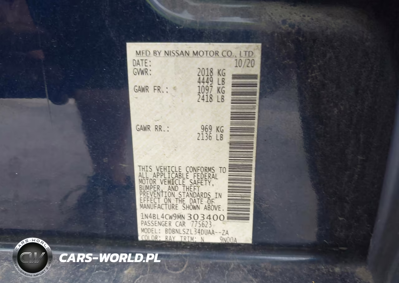 2021 Nissan Altima Sr Intelligent Awd VIN:1N4BL4CW9MN303400 - 9