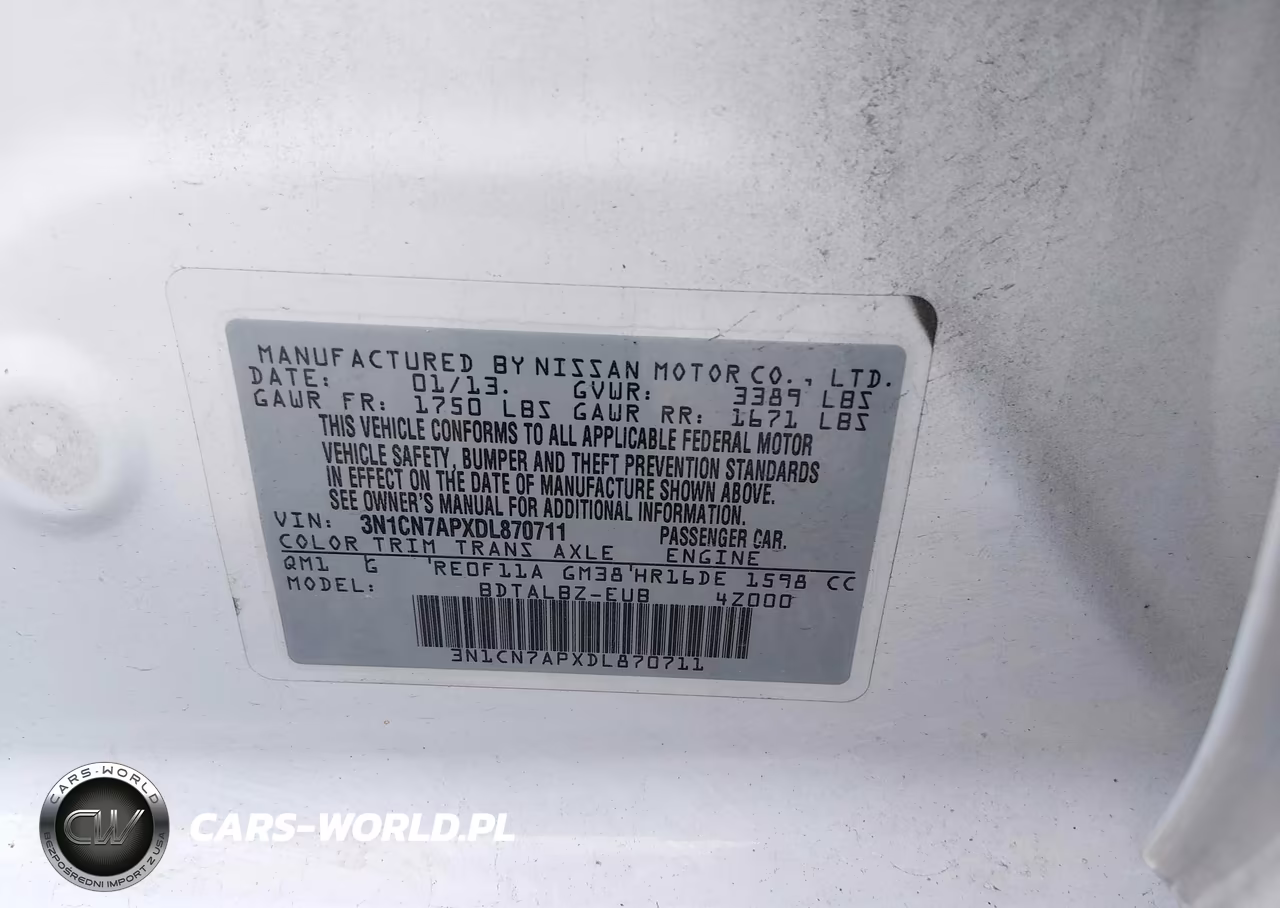2013 Nissan Versa 1.6 Sv VIN:3N1CN7APXDL870711 - 9