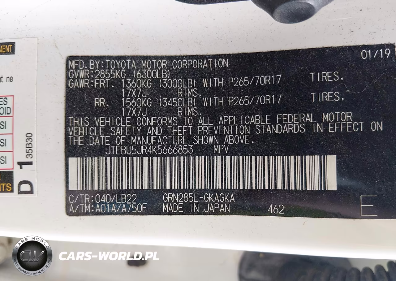 2019 Toyota 4Runner VIN:JTEBU5JR4K5666853 - 9