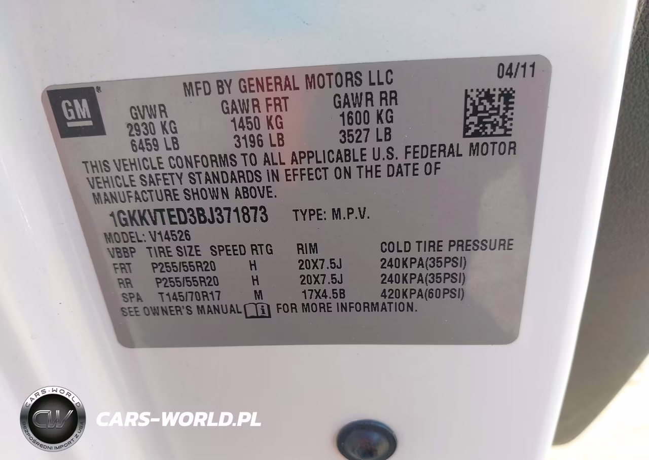 2011 GMC Acadia Denali VIN:1GKKVTED3BJ371873 - 9