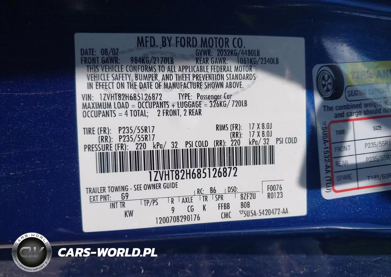 2008 Ford Mustang Gt Deluxe-Gt Premium VIN:1ZVHT82H685126872 - 9
