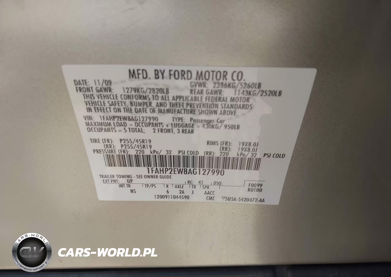 2010 Ford Taurus Sel VIN:1FAHP2EW8AG127990 - 9