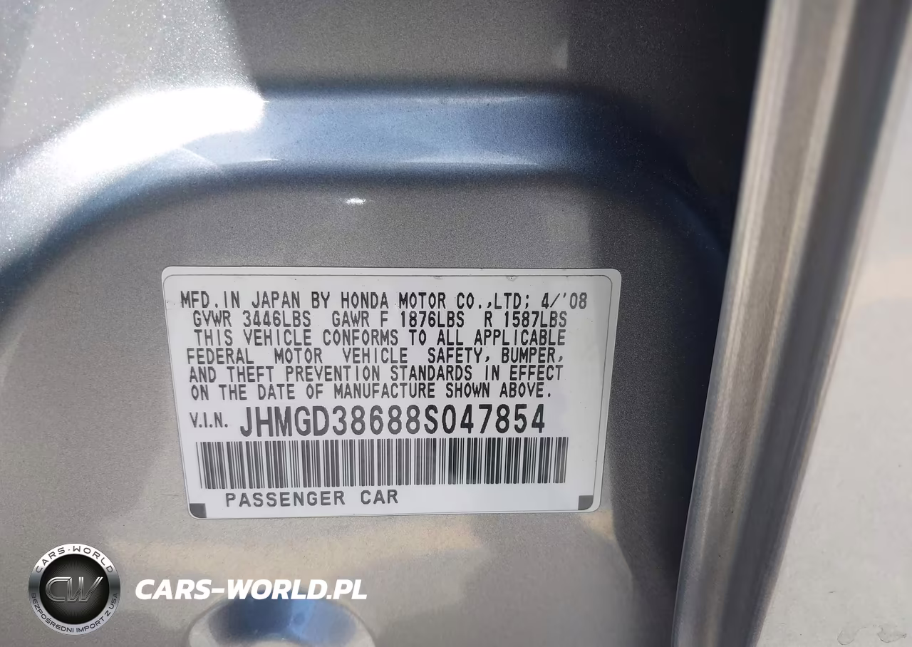 2008 Honda Fit Sport VIN:JHMGD38688S047854 - 9