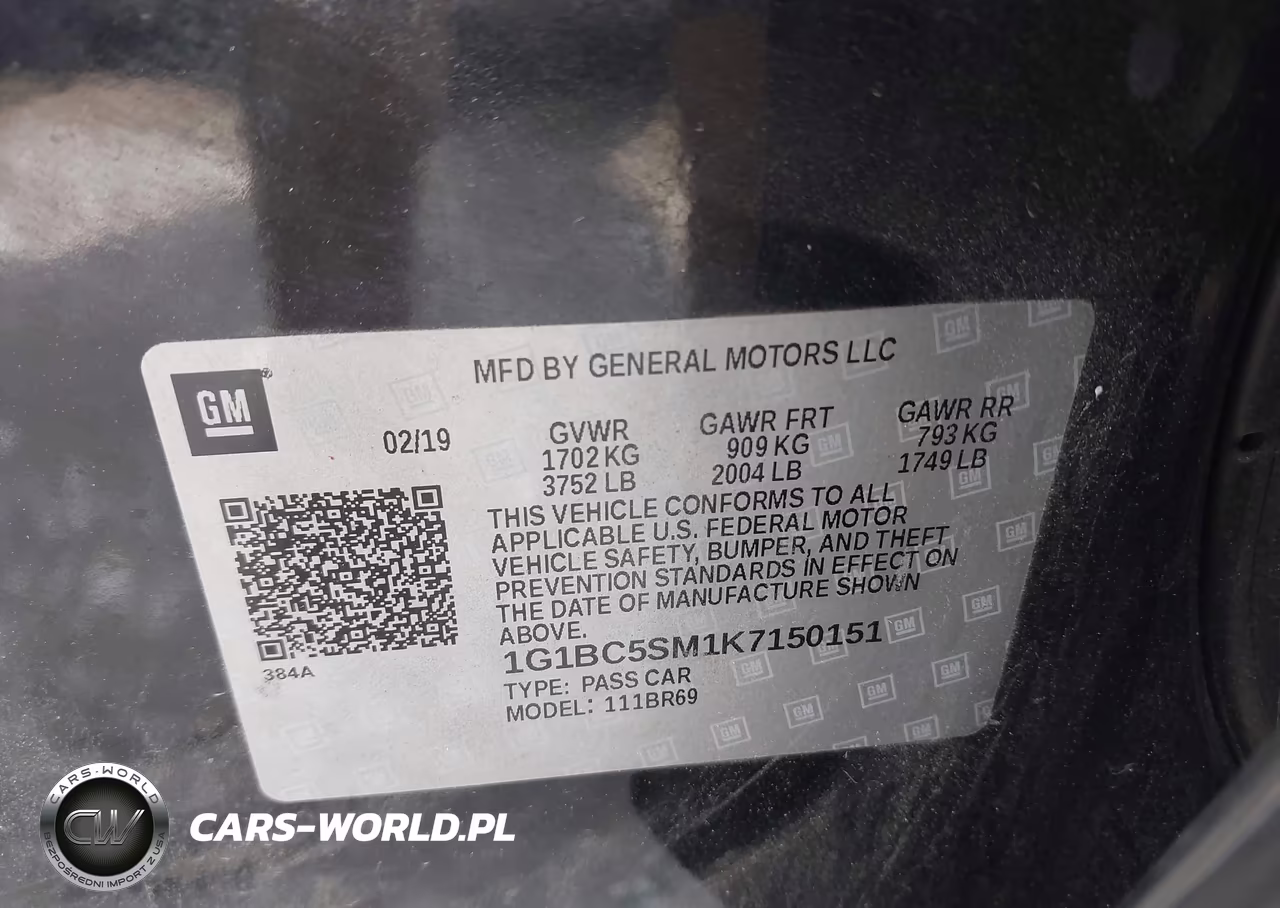 2019 Chevrolet Cruze Ls VIN:1G1BC5SM1K7150151 - 9