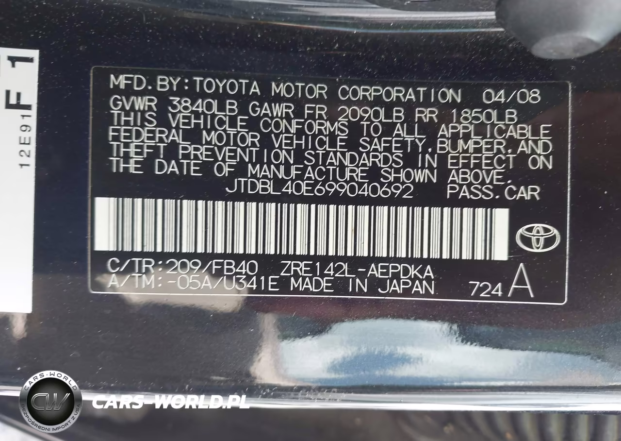 2009 Toyota Corolla Le VIN:JTDBL40E699040692 - 9