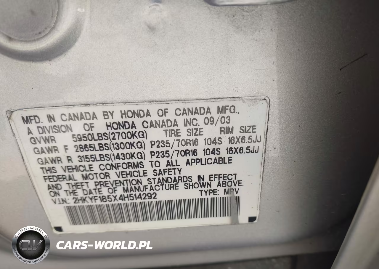 2004 Honda Pilot Ex-L VIN:2HKYF185X4H514292 - 9