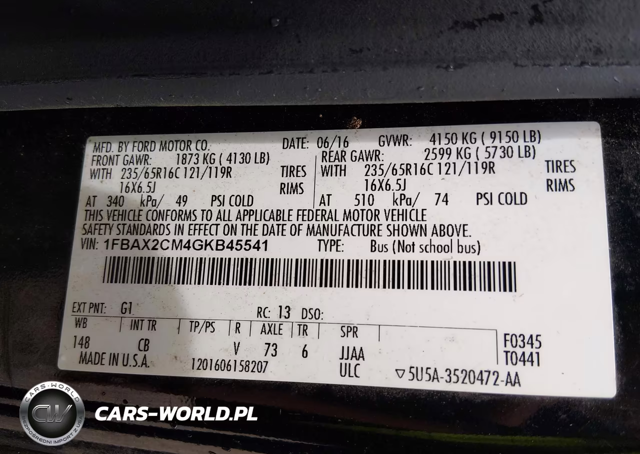 2016 Ford Transit-350 Xl-Xlt VIN:1FBAX2CM4GKB45541 - 9