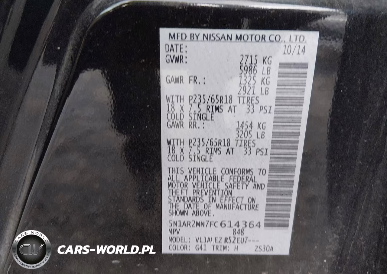2015 Nissan Pathfinder Sv VIN:5N1AR2MN7FC614364 - 9