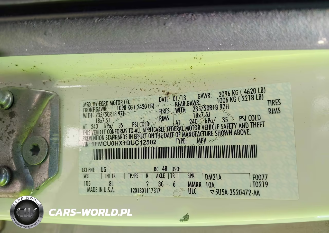 2013 Ford Escape Sel VIN:1FMCU0HX1DUC12502 - 9