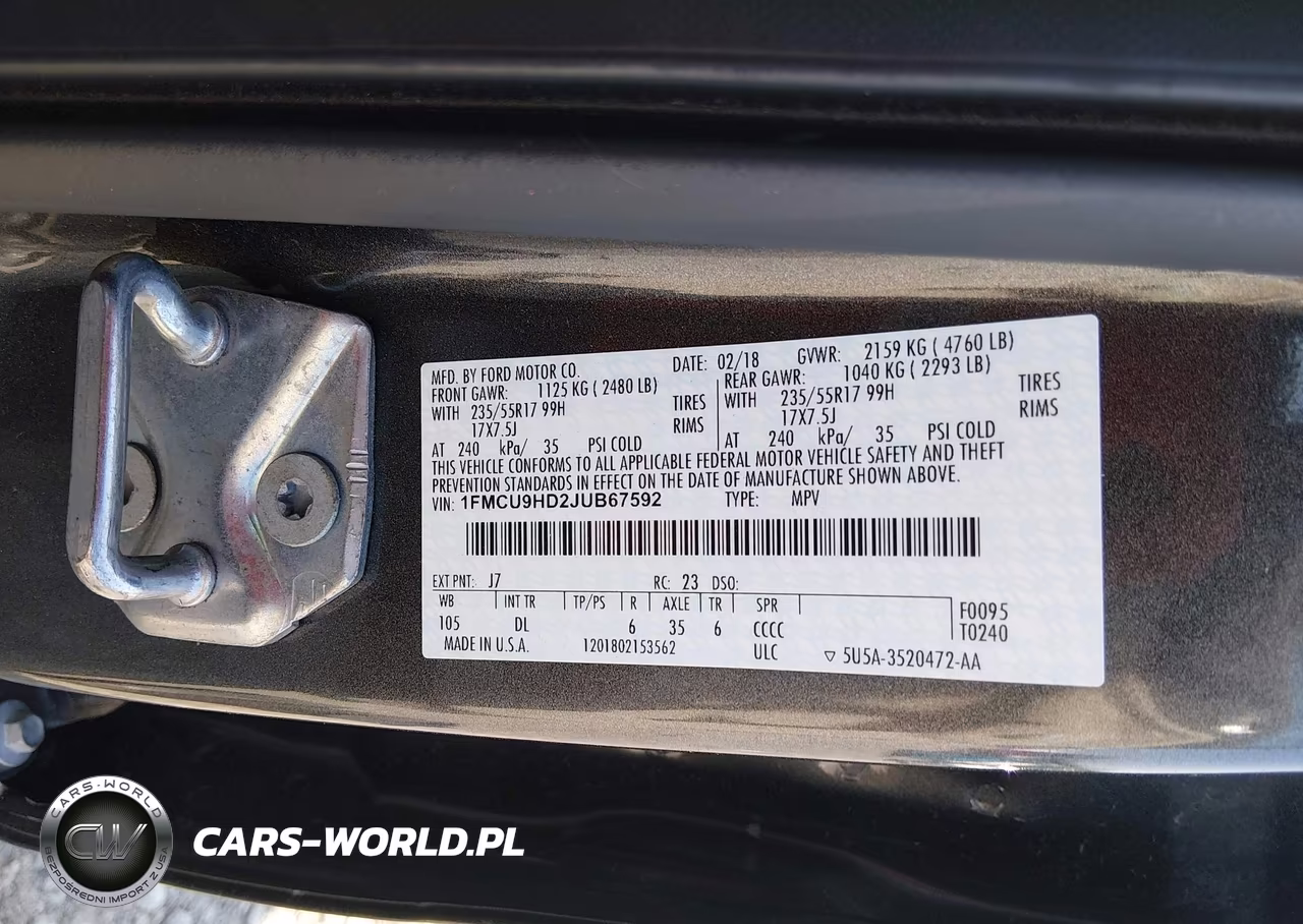 2018 Ford Escape Sel VIN:1FMCU9HD2JUB67592 - 9