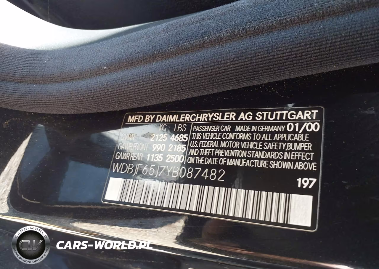2000 Mercedes-Benz E 320 VIN:WDBJF65J7YB087482 - 9