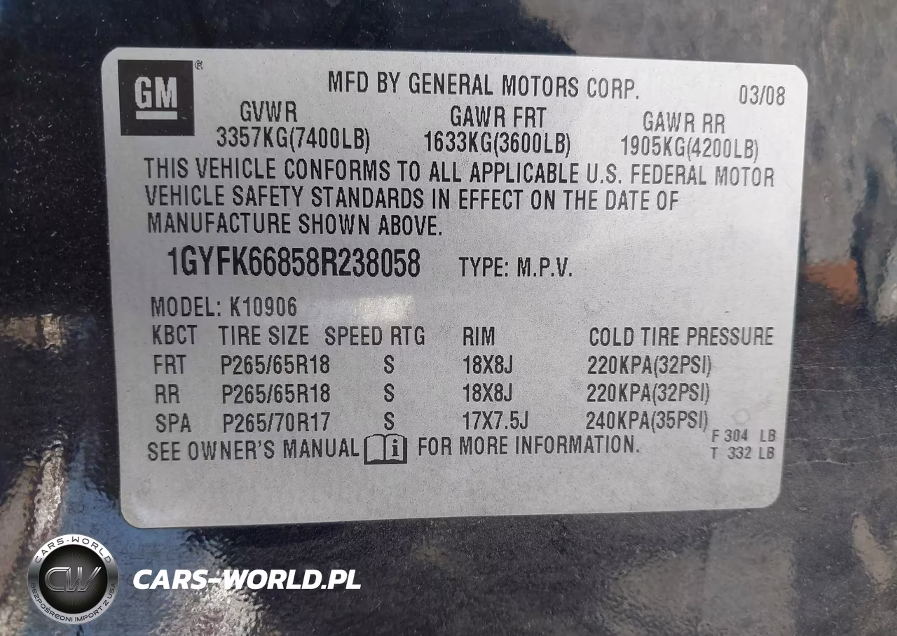 2008 Cadillac Escalade Esv VIN:1GYFK66858R238058 - 9
