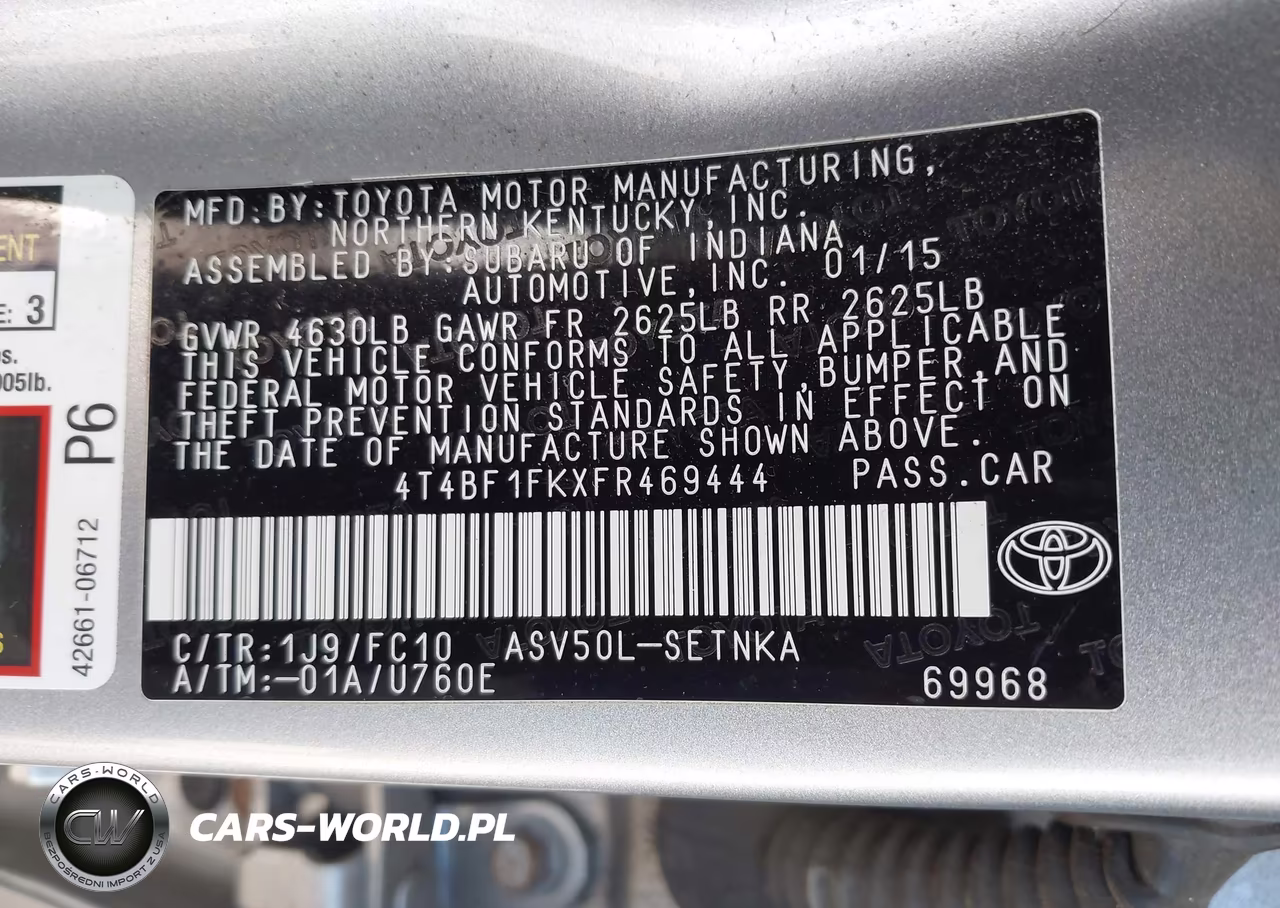 2015 Toyota Camry Le VIN:4T4BF1FKXFR469444 - 9