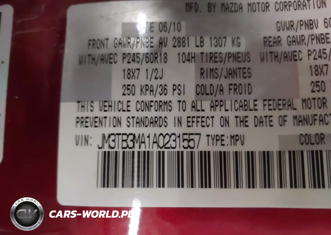 2010 Mazda Cx-9 Touring VIN:JM3TB3MA1A0231557 - 9