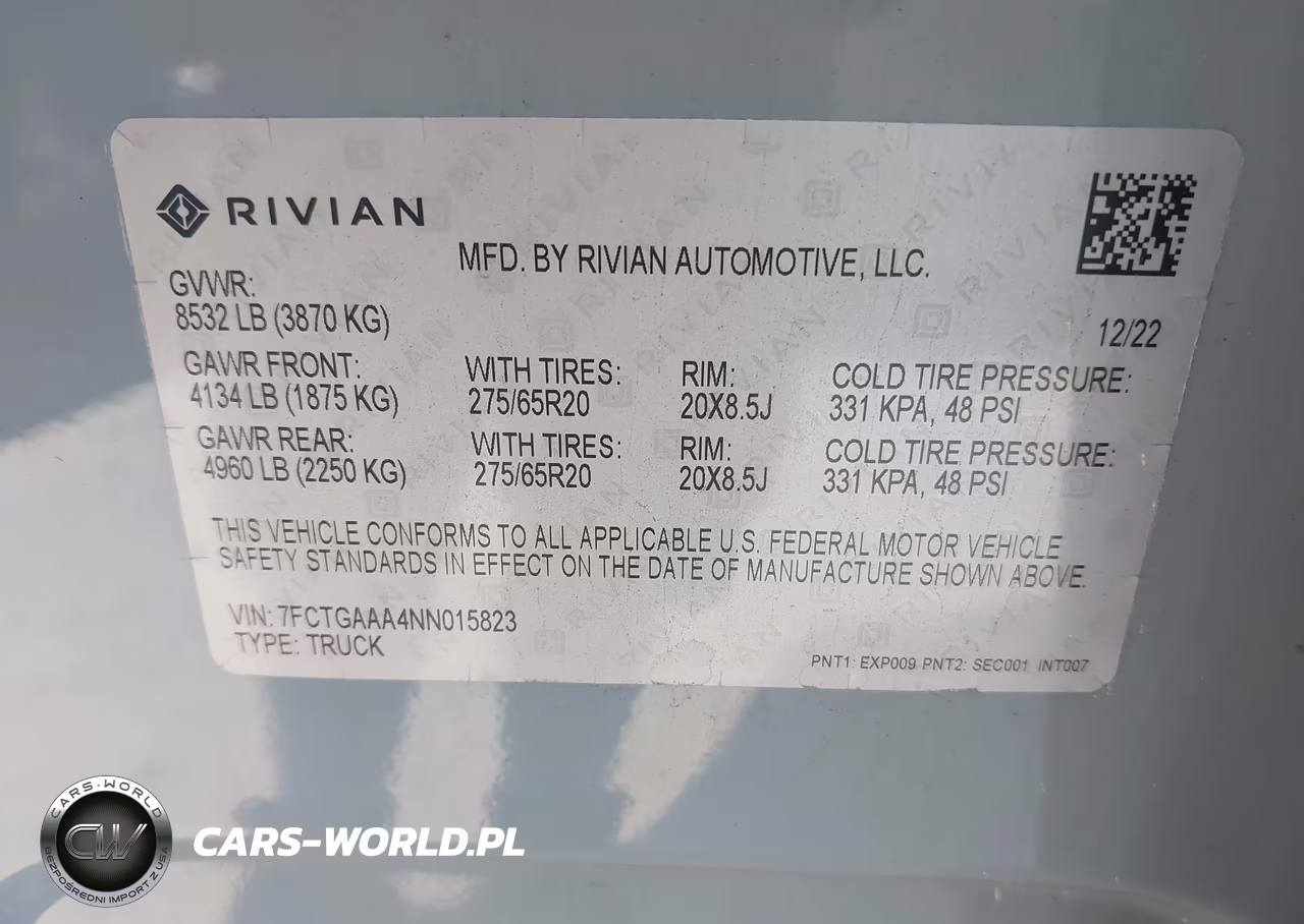 2022 Rivian R1T Adventure VIN:7FCTGAAA4NN015823 - 9