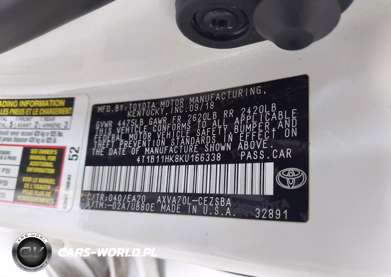 2019 Toyota Camry Se VIN:4T1B11HK8KU166338 - 9