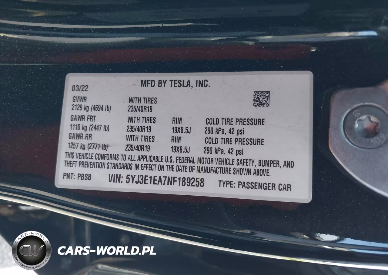 2022 Tesla Model 3 Rear-Wheel Drive VIN:5YJ3E1EA7NF189258 - 9