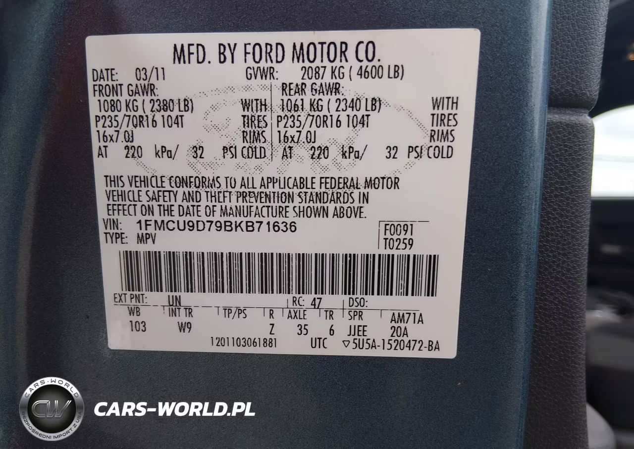 2011 Ford Escape Xlt VIN:1FMCU9D79BKB71636 - 9
