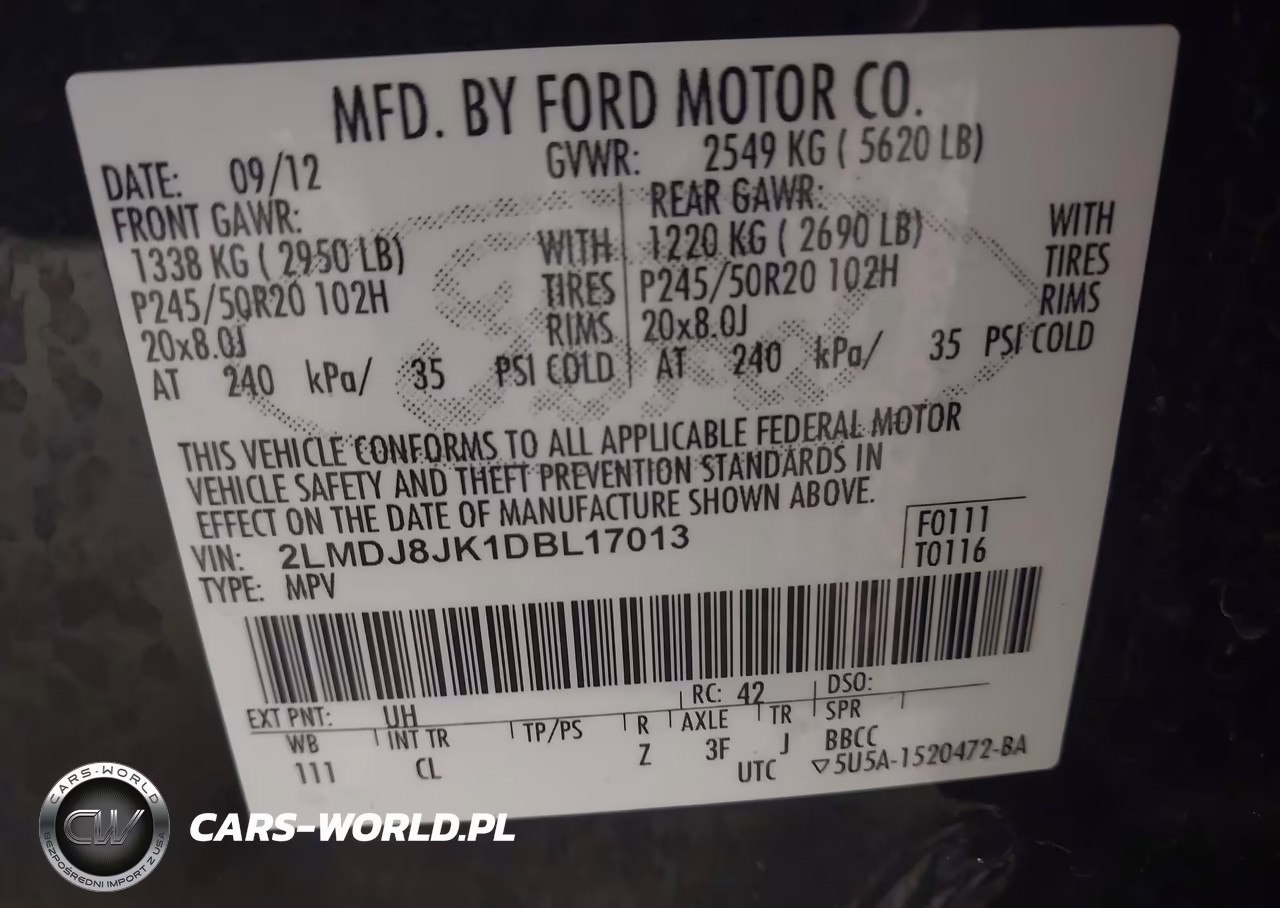 2013 Lincoln Mkx VIN:2LMDJ8JK1DBL17013 - 9