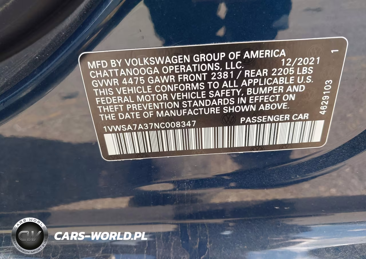 2022 Volkswagen Passat 2.0T Se VIN:1VWSA7A37NC008347 - 9