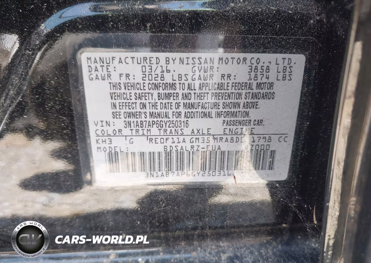 2016 Nissan Sentra Sr VIN:3N1AB7AP6GY250316 - 9