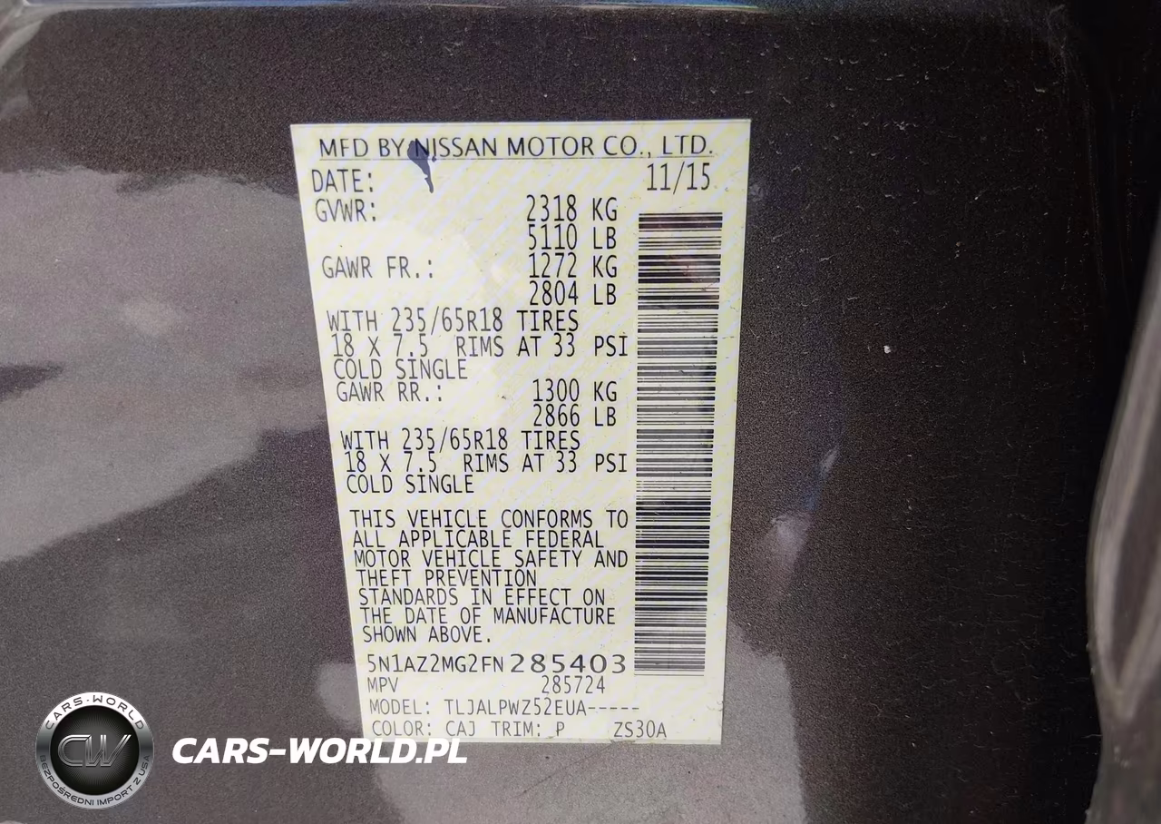 2015 Nissan Murano S VIN:5N1AZ2MG2FN285403 - 9