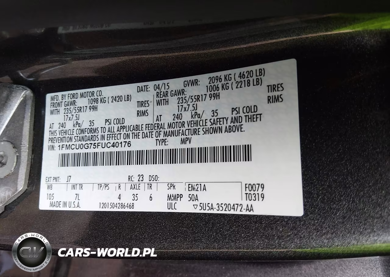 2015 Ford Escape Se VIN:1FMCU0G75FUC40176 - 9