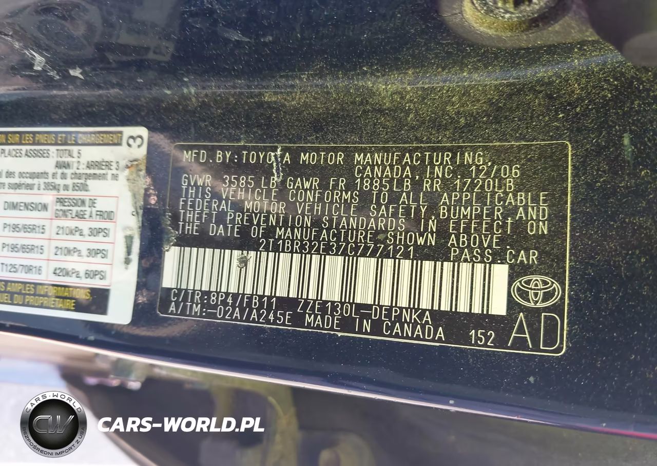 2007 Toyota Corolla Le VIN:2T1BR32E37C777121 - 9
