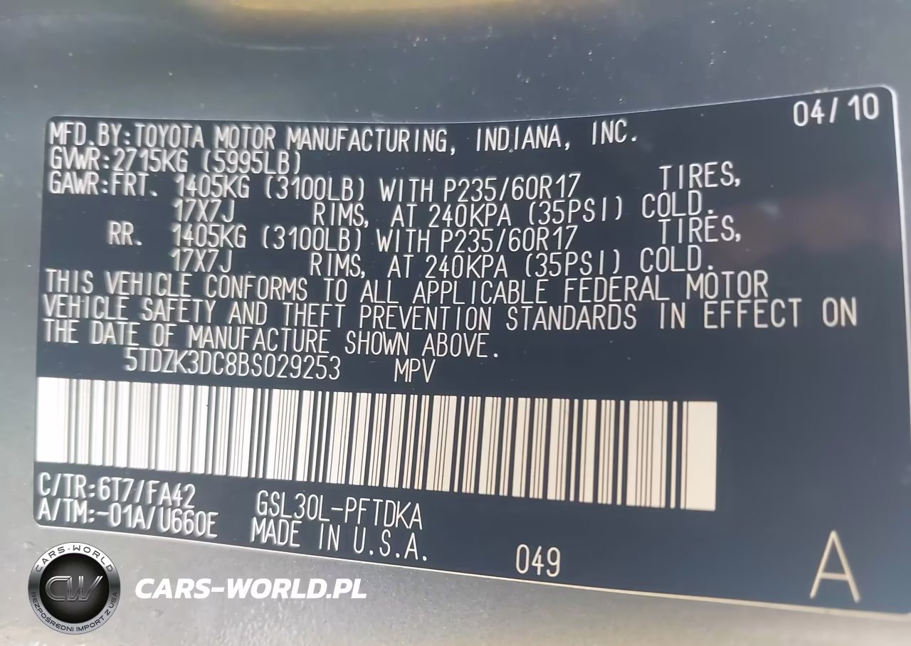 2011 Toyota Sienna Base V6 VIN:5TDZK3DC8BS029253 - 9