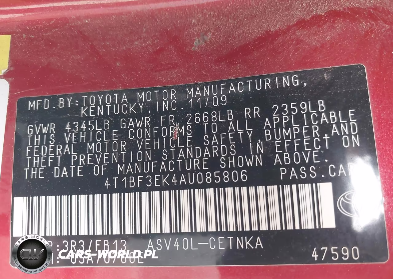 2010 Toyota Camry Le VIN:4T1BF3EK4AU085806 - 9