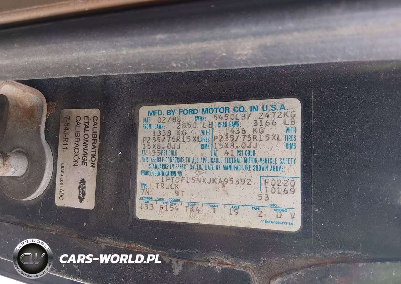 1988 Ford F150 VIN:1FTDF15NXJKA95392 - 9